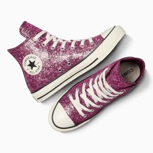Converse Chuck Taylor All Star High Glitter Sneakers Orchid Abyss Size 6